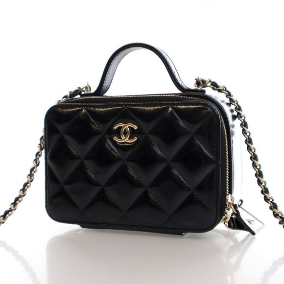 Chanel Small Black Glazed Calfskin Top Handle Vanity Case - Picture 3 of 14